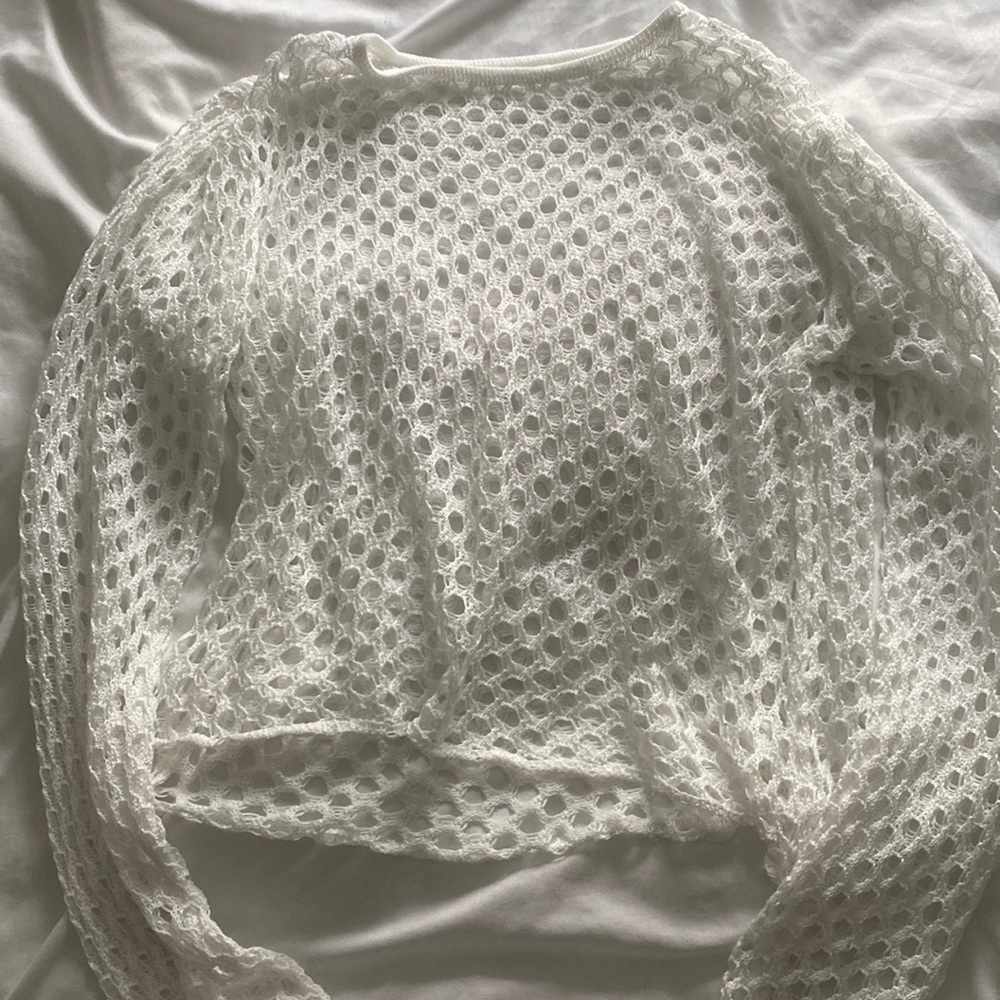 White Knitted Net top